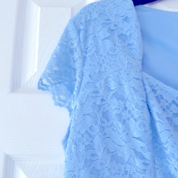 Grace Karin Light Blue Lace Dress Size 2XL Zippered Back Closure Cap Sleeve - Picture 6 of 9